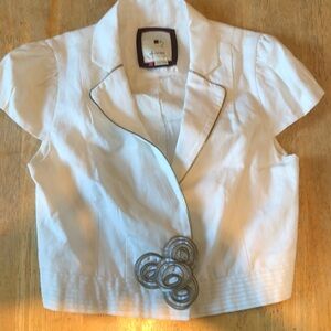 Anthropologie Elevenses Cream Short Sleeve Jacket